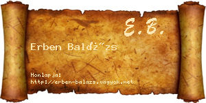 Erben Balázs névjegykártya